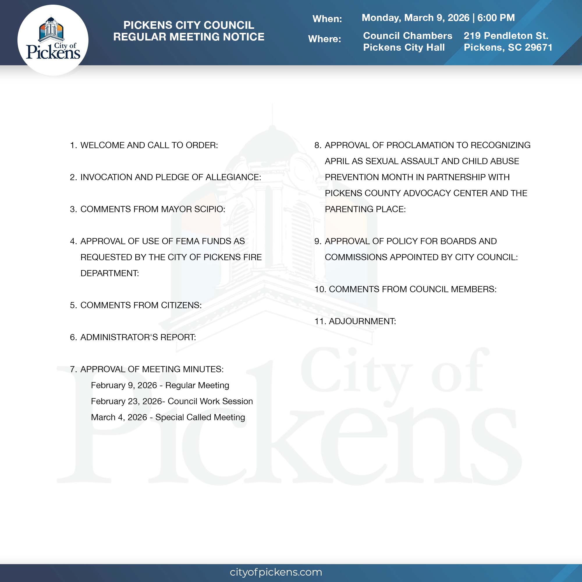 regular meeting notice
