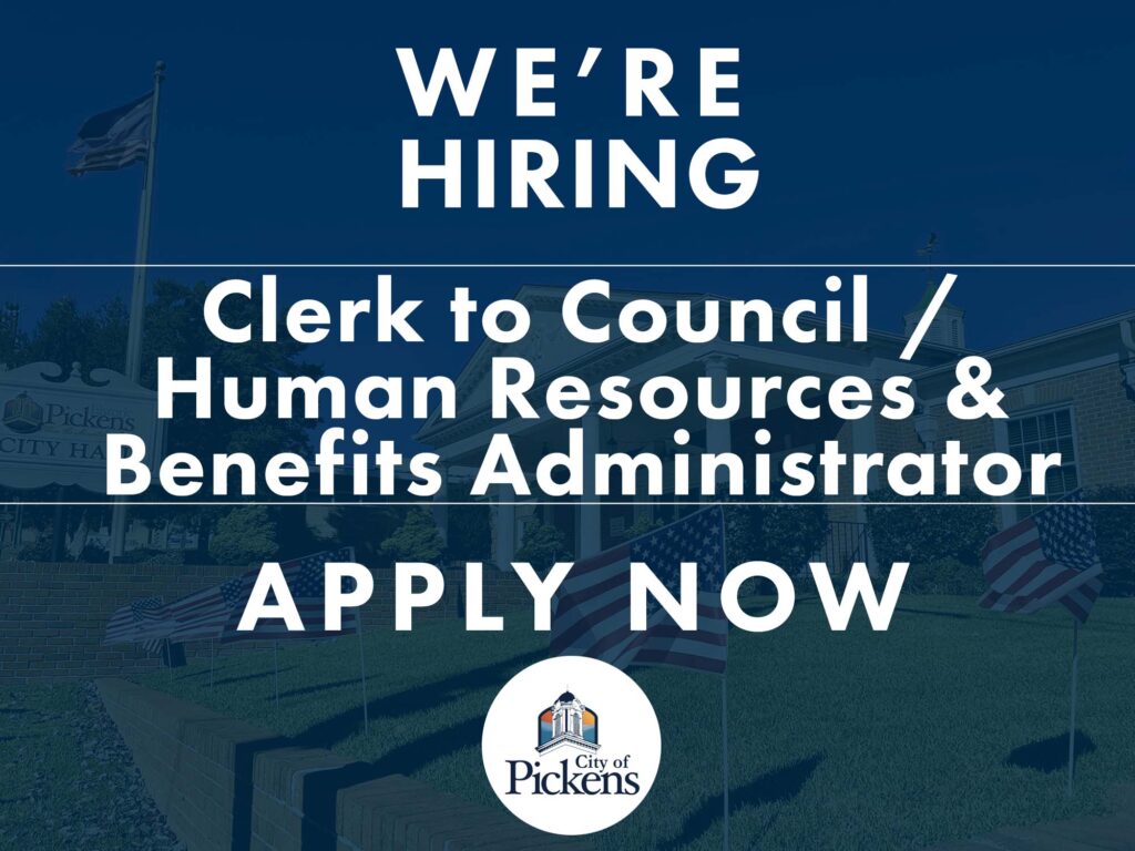 city of pickens hiring clerk to council