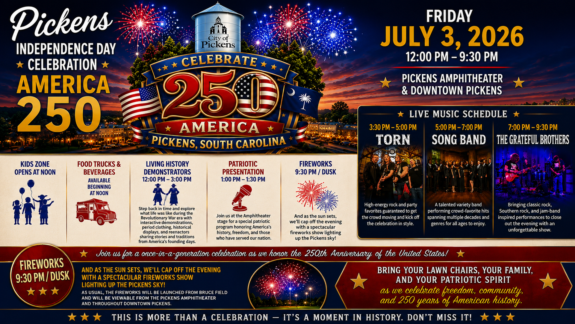 pickens independence day event information x