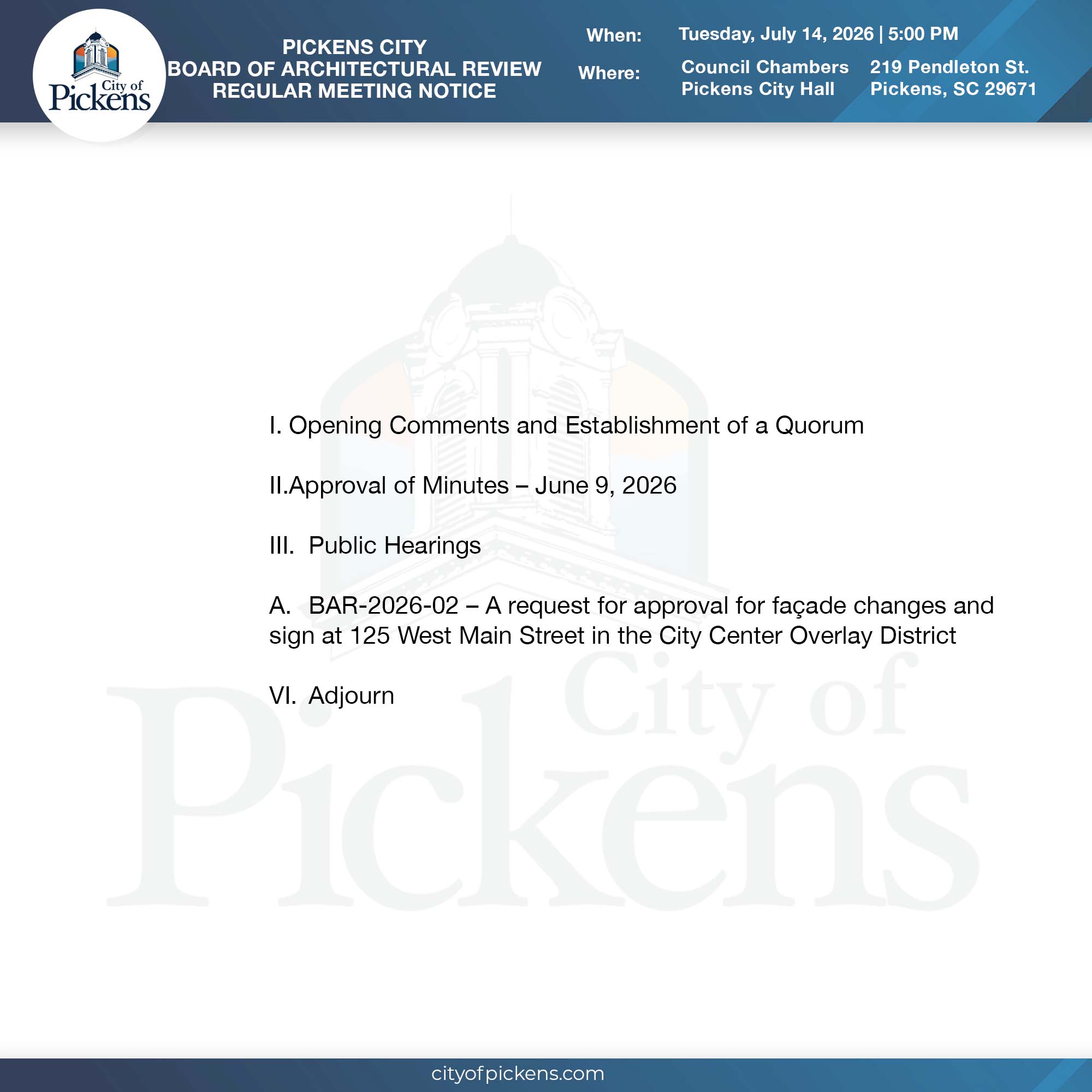 BOARD OF ARCHITECTURAL REVIEW MEETING