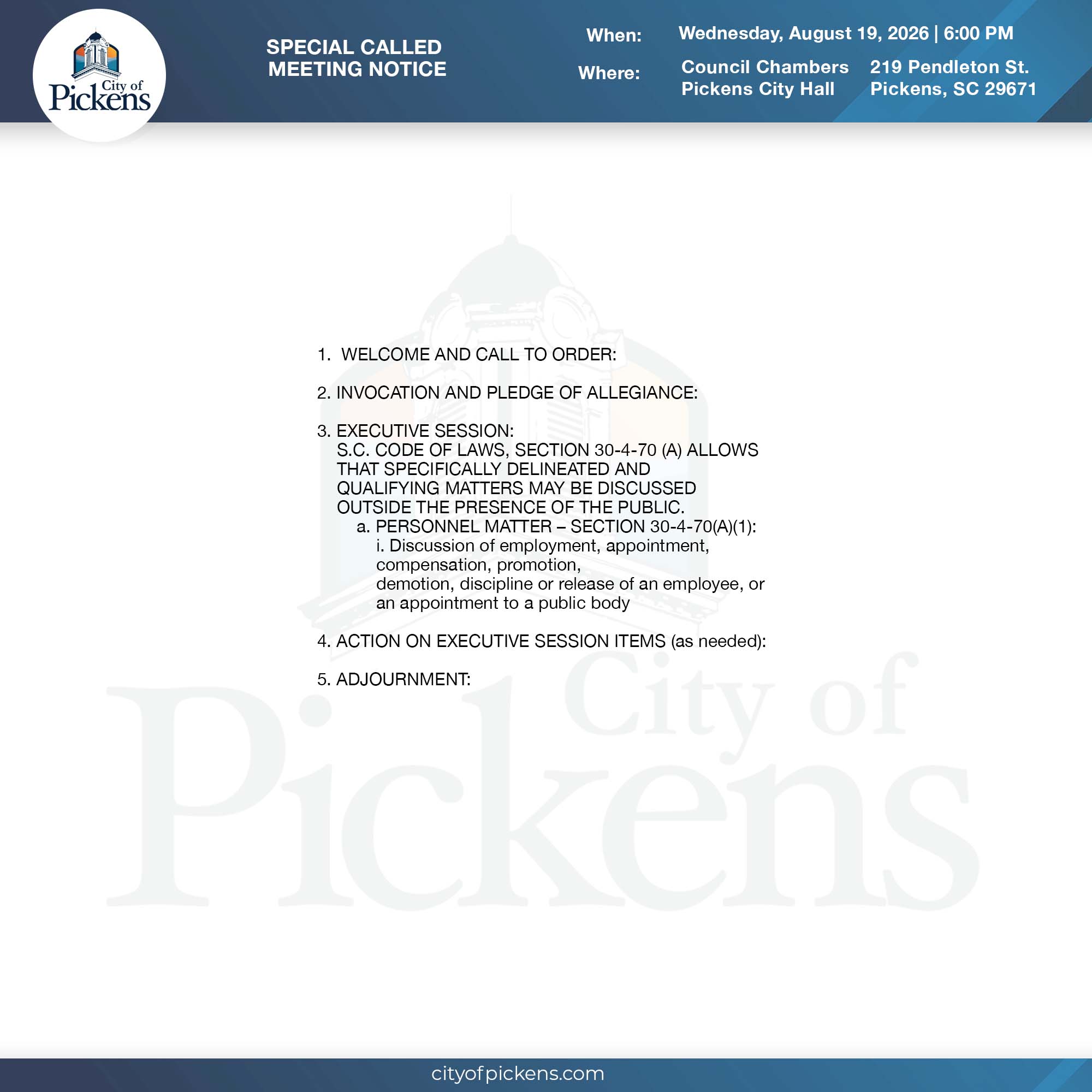special called meeting notice updated