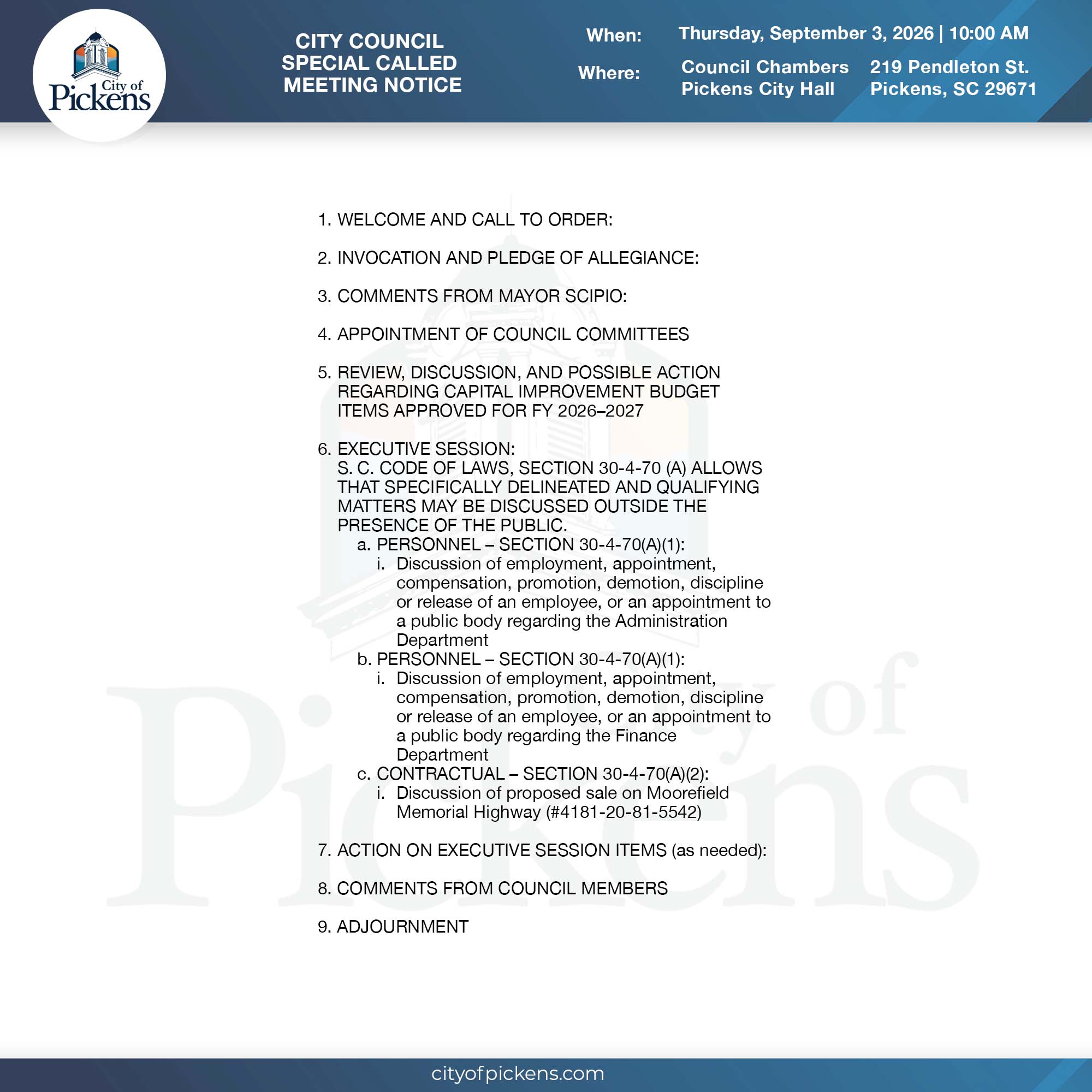 special called meeting notice