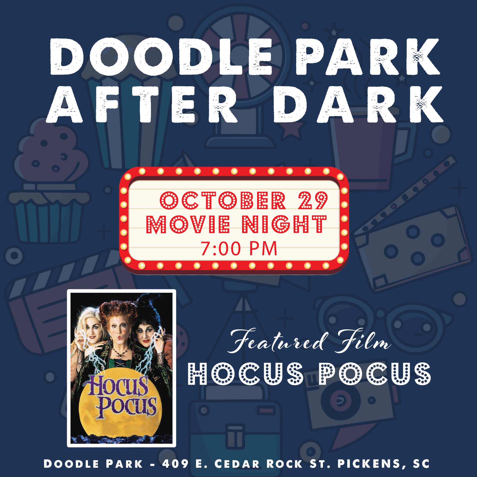 doodle park after dark movie night hocus pocus october XZjZj
